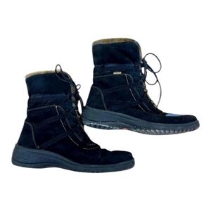 Ara Sz 9 Magaly Black Suede Tan Faux Fur-Lined Gore-Tex Winter Boots